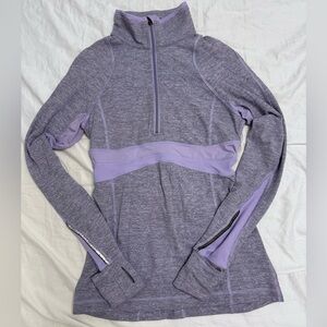 Lululemon lavender lilac purple gray jacket quarter half zip sz 4 excellent